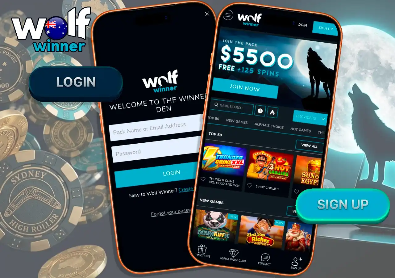Quick step-by-step account registration and login at Wolf Winner casino Australia.